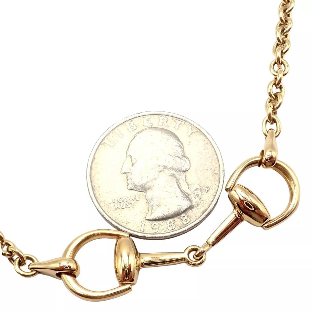 Rare! Authentic Gucci 18k Yellow Gold Horsebit 34.5" Long Chain Sautoir Necklace - Picture 8 of 11